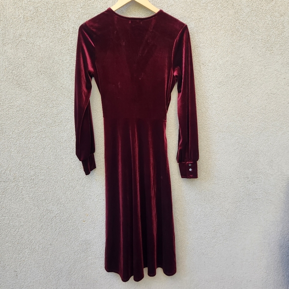 HALOGEN Women’s Dress Extra Small Burgundy Velvet Holiday Whimsigoth - Picture 4 of 11